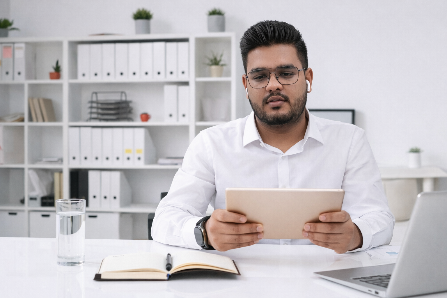 Dr. Sameel demonstrating telerehabilitation technology